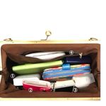 Elegant blue leather kiss lock Handbag new! Photo 3