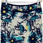 Cato Womens Skirt Size 12 Linen White Blue Floral A Line Zip Lined Mid Rise Photo 2