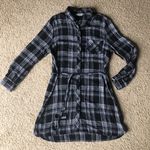 BLL NYC Black Plaid Button Down Long Roll Tab Sleeve Shirt Dress Women’s Size L Size L Photo 0