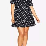 City Chic Emma Plus Size Black Polka Dot Cold Shoulder Ruffle Dress XXL / 24 NEW Photo 0