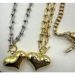 Chunky Lot Heart Charm Necklaces Bracelets Gold Silver Tone Costume Jewelry Photo 5