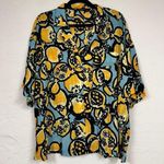 ZARA  Yellow Blue Short Sleeve Button Down Shirt Womens S Oversized Casual Lemon Photo 0