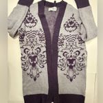 Disney Haunted Mansion  Parks Cardigan Womens Size M Sweater Purple Wallpaper Photo 4