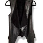 Rock & Republic  Black Faux Leather Vest Open Front Sherpa Lined Women's Size XS Photo 0