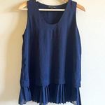 Banana Republic  Women's Sleeveless A-Line Navy Top‎ Tank Size S Lined Pleated Photo 0