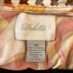 Deletta  Anthropologie Blouse Top Floral Print Crochet Trim Orange Yellow XS Photo 2