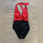 NEW 1 Piece Swimsuit Tummy Control Metallic Glitter Bathing Suit Halter M Black Size M Photo 1