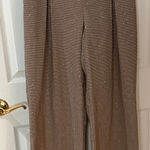 Elegant Tan Women's Pants wide leg plaid sequin stretch waist on 34th medium Photo 0