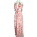 SheIn  Pink Floral Halter Maxi Dress XS Criss Cross Cutout Open Back Flowy Summer Photo 9