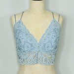 PINK - Victoria's Secret VS PINK Smocked Crochet Triangle Bralette Crop Pale Blue size XL Photo 2