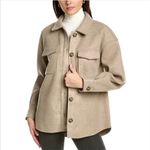 Avec Les Filles  Button Front Boyfriend‎ Shacket in Beige Oat Melange, Size Small Photo 6