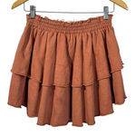 Aerie  Terracotta‎ Tiered Ruffle Mini Skirt Elastic Waist Boho Size Medium Photo 0