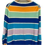 Lands' End  Cardigan Women’s Size L TALL Purple‎ Orange Striped Button Up Cotton Photo 5