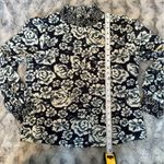 J.Crew AE860 Size Small Navy Ikat Shaded Floral Crinkle Chiffon Smocked Blouse Photo 11