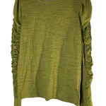 We The Free  Womens Medium Olive‎ Green Ruched Sleeve Long Sleeve Shirt Bohemian Photo 0