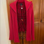 Karen Scott 🥰🥰🥰BOGOHO🥰🥰🥰 Red Ribbed Knit Zippered Cardigan -2X Photo 10