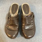 Lower East Side  9.5 Vintage 90s Y2K brown Leather Slip On Chunky Platform Mules Photo 2