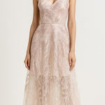 Dress the Population  Anabel Sequin Sweetheart Gown Pink Floral XS Prom Bridal Photo 0