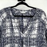 Beach Lunch Lounge flowy notch neck blouse size XL abstract bohemian White blue Photo 2