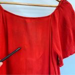 Cloud Chaser Red Square Neck Top Flowy Embroidered Short Sleeve Fairy Floral Boho Cottage S Photo 5