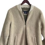 Abercrombie & Fitch Abercrombie‎ Women Sherpa Fleece Bomber Jacket M Beige Full Zip Neutral Layer Photo 2