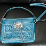 CHAPS Teal Turquoise Green Vegan Leather  Crossbody Bag Clutch Embellishment Photo 0