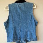 Vintage Vest Denim Velvet Western Embroidered Festival Y2K 90s Rachel Friends Blue Size L Photo 9