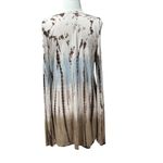 Karen Kane  Womens Tunic Top Size M Brown Blue Tie Dye Cold Shoulder Sleeve Photo 2