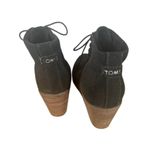Toms Black Lace Up Wood Stackable Wedge Heeled Bootie Women Sz 7.5 Photo 7