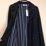 Chico's NWT Chico’s Travelers Women’s Black White Contrast Trim Trench Jacket Sz 4 / 6 Photo 4