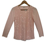 NWT J. Crew Women's XS Pink Sequin Long Sleeve Top Crewneck Casual Blouse Photo 0