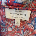 Lucky Brand  Womens Pink Red Blue Floral Print Cold Shoulder Blouse Top Sz L Photo 4