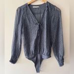 Abercrombie & Fitch Blue Leopard Print Sheer Long Sleeve Bodysuit Photo 1