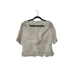 Frame  Broderie Anglaise White Ruffle Eyelet Blouse in Blanc Photo 3