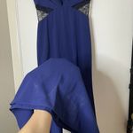 Jill Stuart Jill  blue lace cutout vneck plunge maxi bodycon gown dress size 0 XS Photo 4