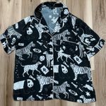 Anthropologie Karen Mabon Animal Pajama Short Sleeve Pajama Top Women’s Small Black Photo 1