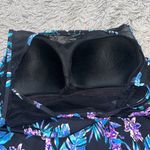 Swimsuits for All Tankini Top Swim Tropical Floral Mesh High Neck 24 Black Photo 3