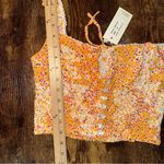 Sim & Sam Top Womens Medium Orange Ditsy Floral Smocked Ruffle Crop Y2K Boho NEW Photo 9