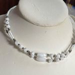 Vintage white mother of pearl seed bead choker 14”. Photo 0