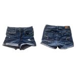 American Eagle AEO  Distressed Jean Shorts Denim Dark Blue Size 4 Super Stretch Photo 3