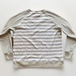 Eddie Bauer Womens Crew Neck Pullover Knit V Neck Gray White Striped Size XL Photo 2