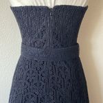 Shoshanna Womens Black Crochet Eyelet Strapless Retro Mod Tea Dress Size 6 Photo 4