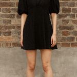 Sister Jane Black Jacquard Puff Sleeve Bubble Skirt Mini Dress Photo 0