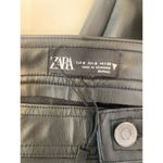 ZARA  Black Faux Leather Skinny Pants Sz Sm Ankle Zip Pockets Polyester Women’s Photo 5