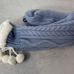 Magellan  Outdoors Women's Long Lodge‎ Socks Aloe Infused Blue Pom Pom Medium Photo 0