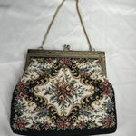 Vintage Womens Needlepoint Floral Tapestry Purse Multicolor Gold Chain Strap Photo 4