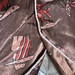 Luxurious Brown Cowboy Cowgirl Satin Pajama Short Shirt Set Women Size Medium Red Photo 3