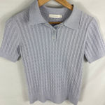 Giordano Purple Cable Knit V Neck Short Sleeve Polo Sweater Size Small Photo 0