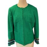 Talbots Kelly Green Tweed Sequin Cuff Jacket Size 10 Photo 1