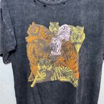 Free People VINTAGE CANVAS OVERSIZED BLACK MINERAL WASH TIGER TEE SZ SMALL EUC Photo 1